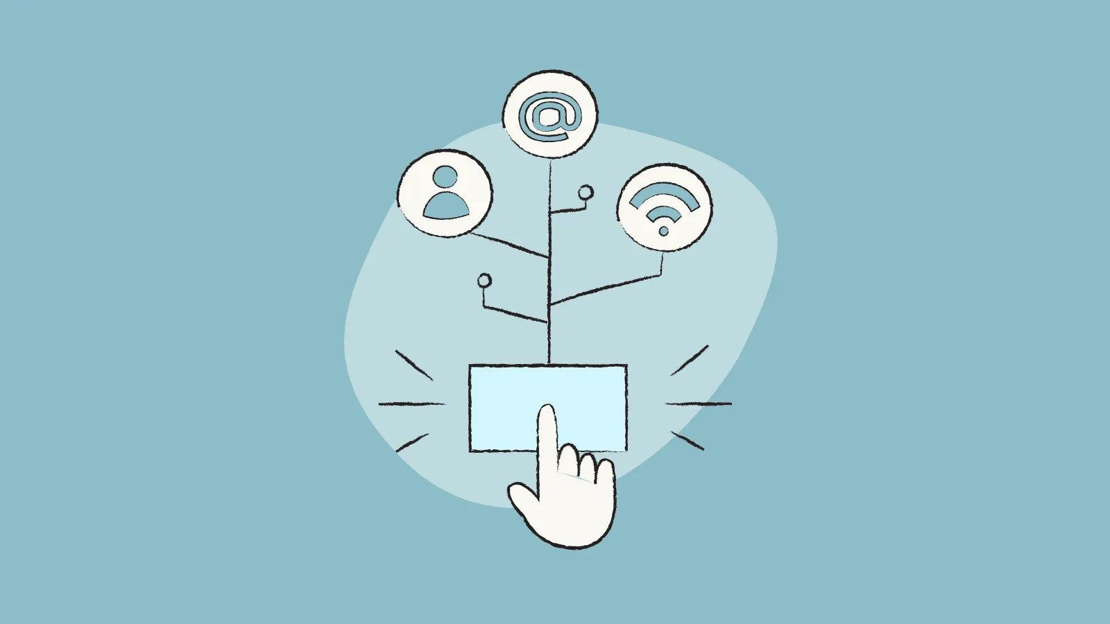 Illustration of a hand tapping out a ramification on tax digitization