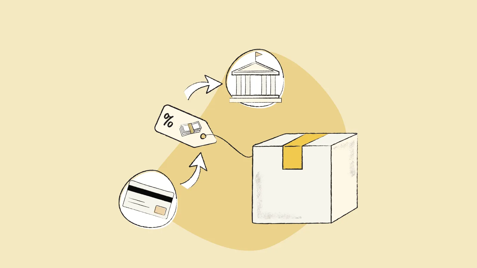 Illustration of a box and tax-related items