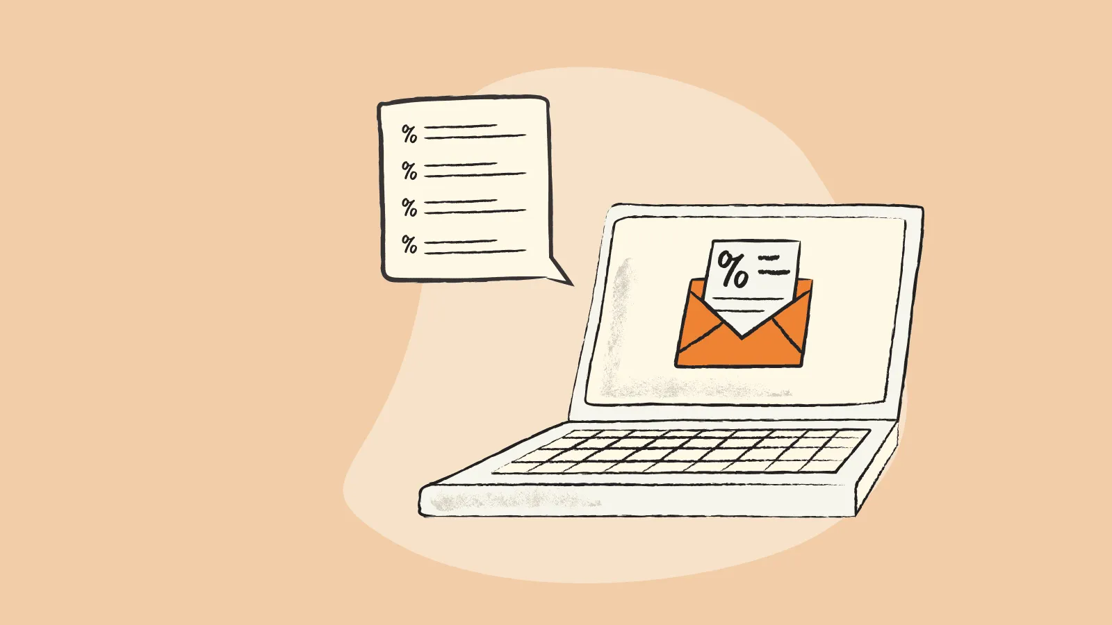 Illustration of a laptop with a list of tax returns