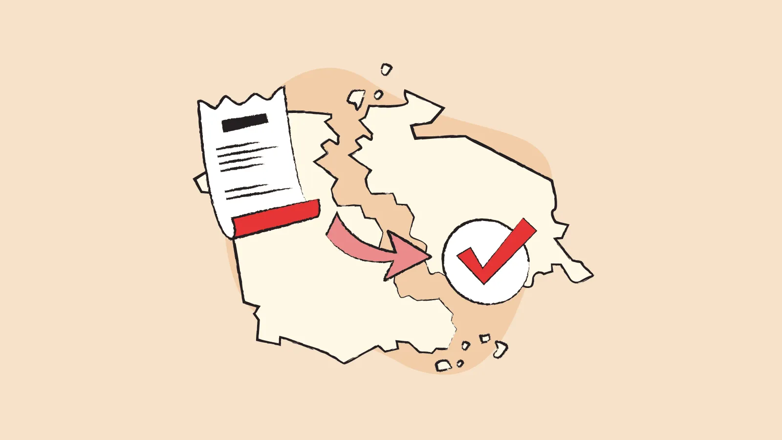 Illustration of two countries sending out invoices