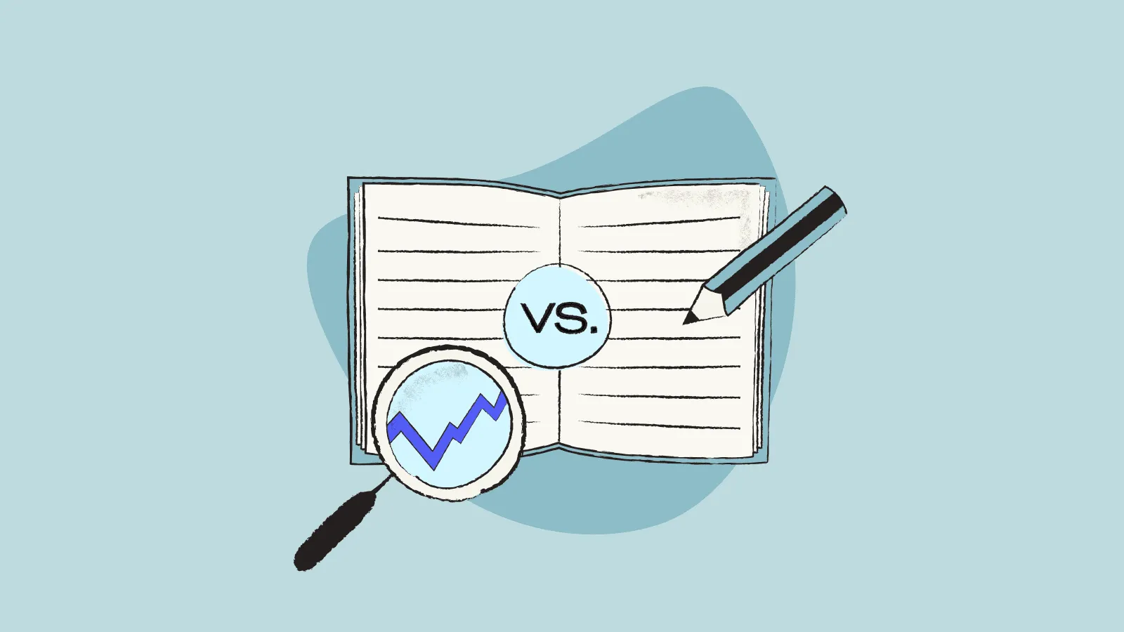 Illustration of a book and the differences between bookkeeping and accounting