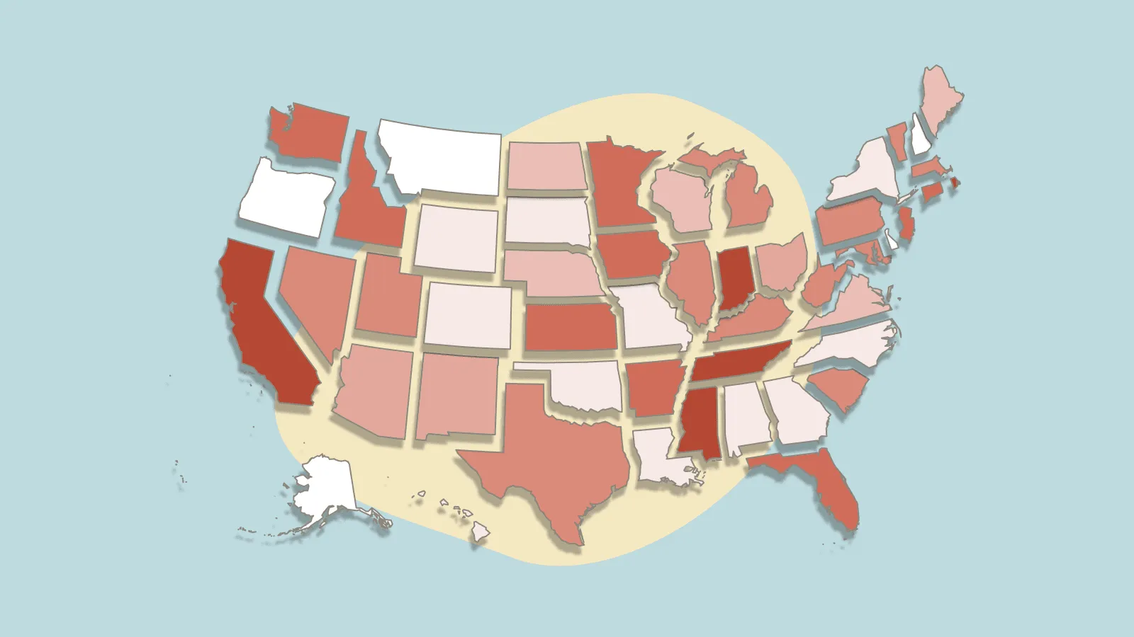 Illustration of all the states in United States