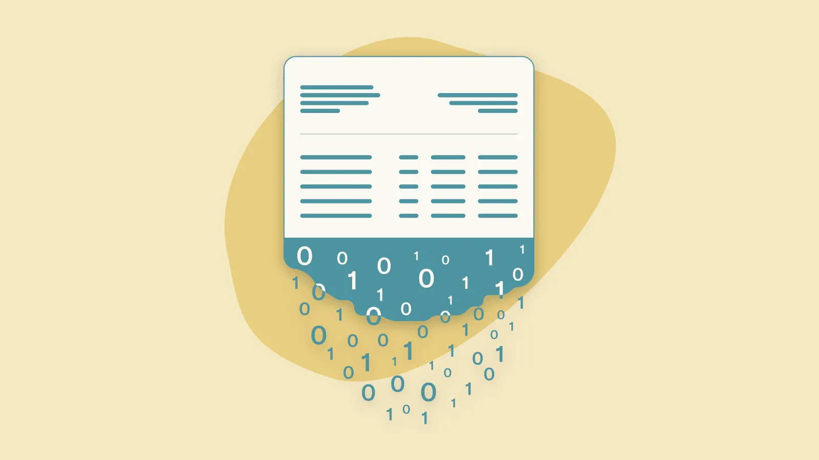 image of an invoice transforming into bits