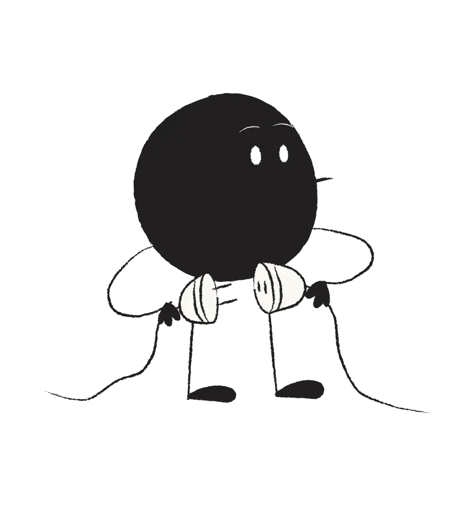 Illustration of Qoodle plugging in a socket