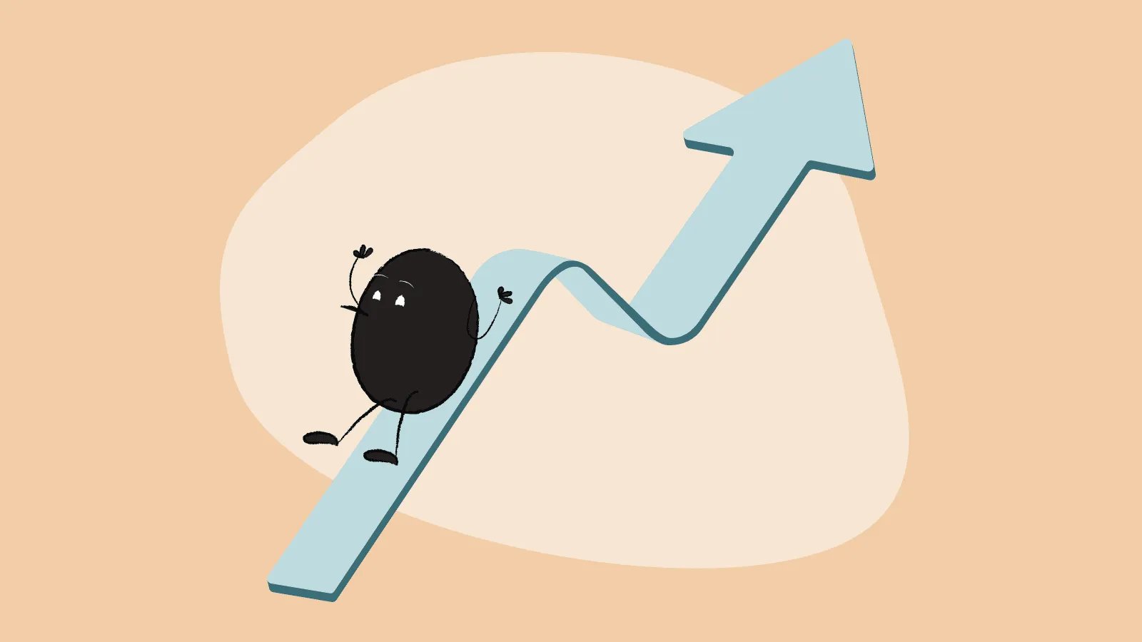 Illustration of Qoodle sliding in and arrow growing upward