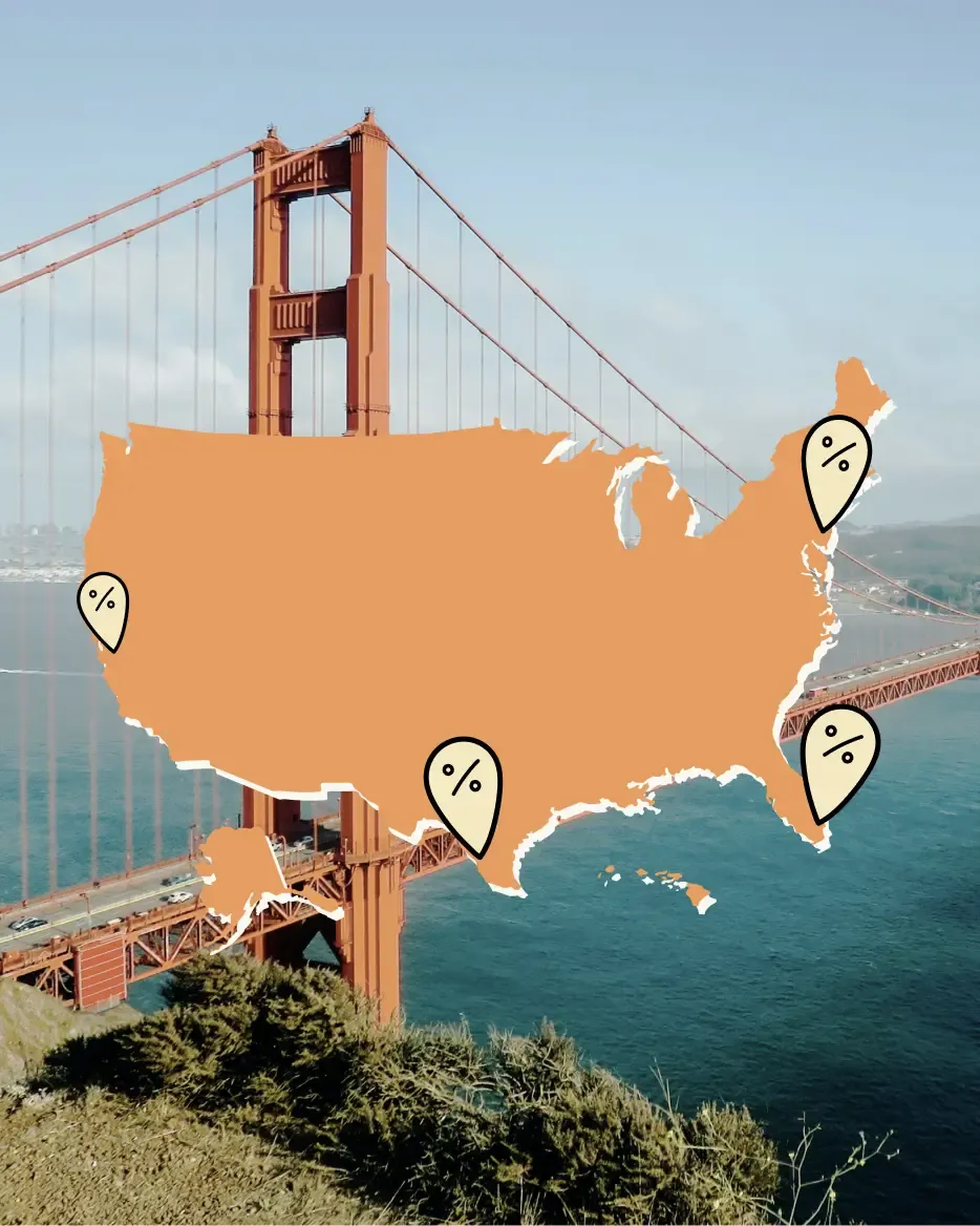 Illustration with map of United States of America 