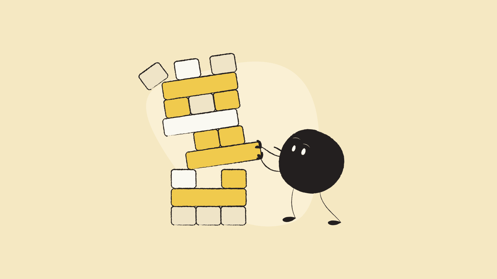Qoodle playing jenga