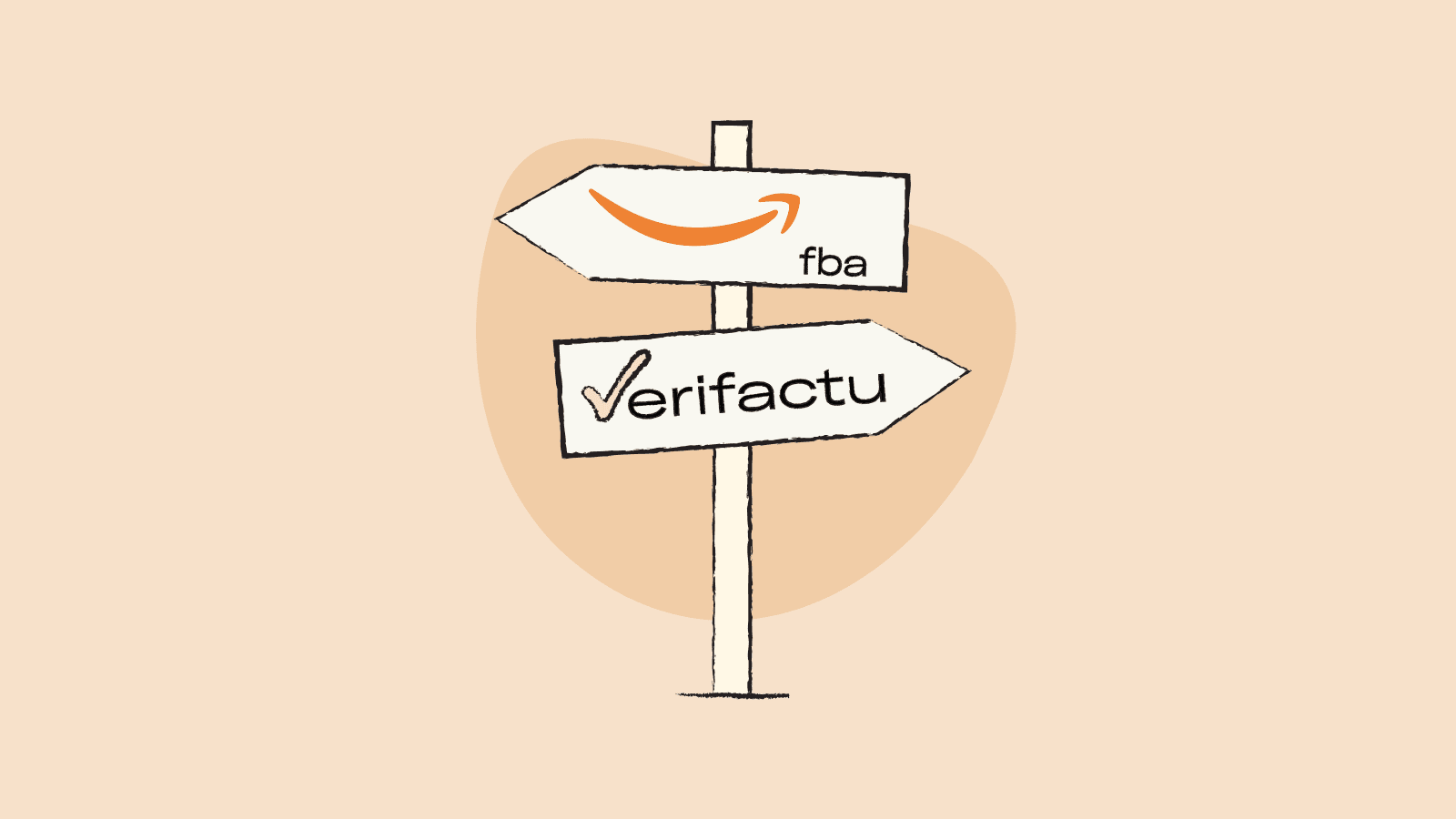Road sign guiding to Amazon FBA and Verifactu