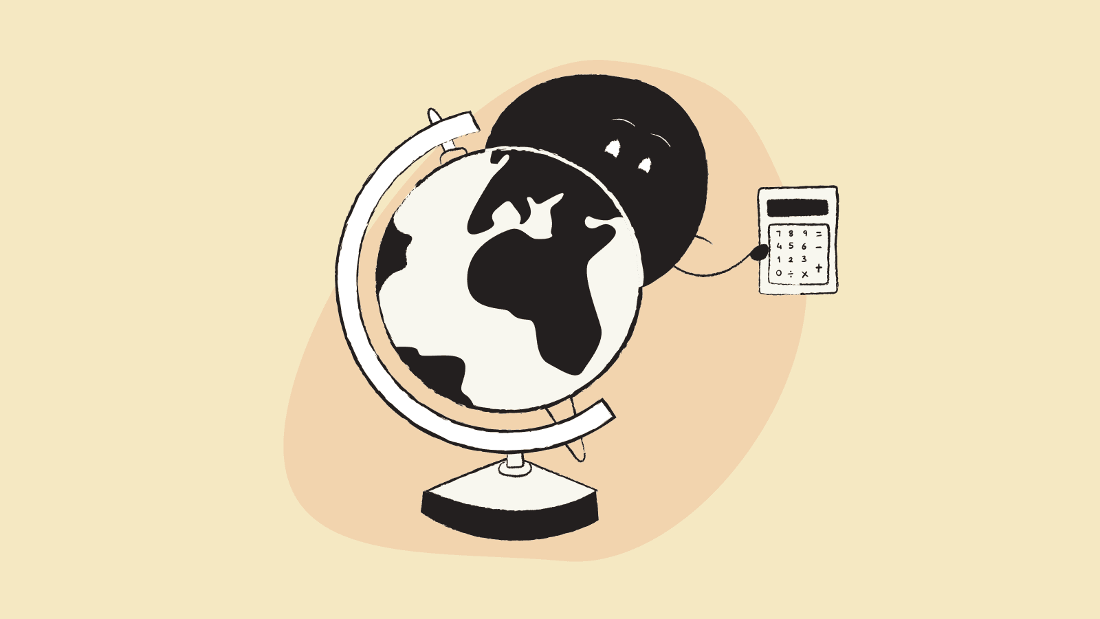 Illustration of Qoodle with a calculator