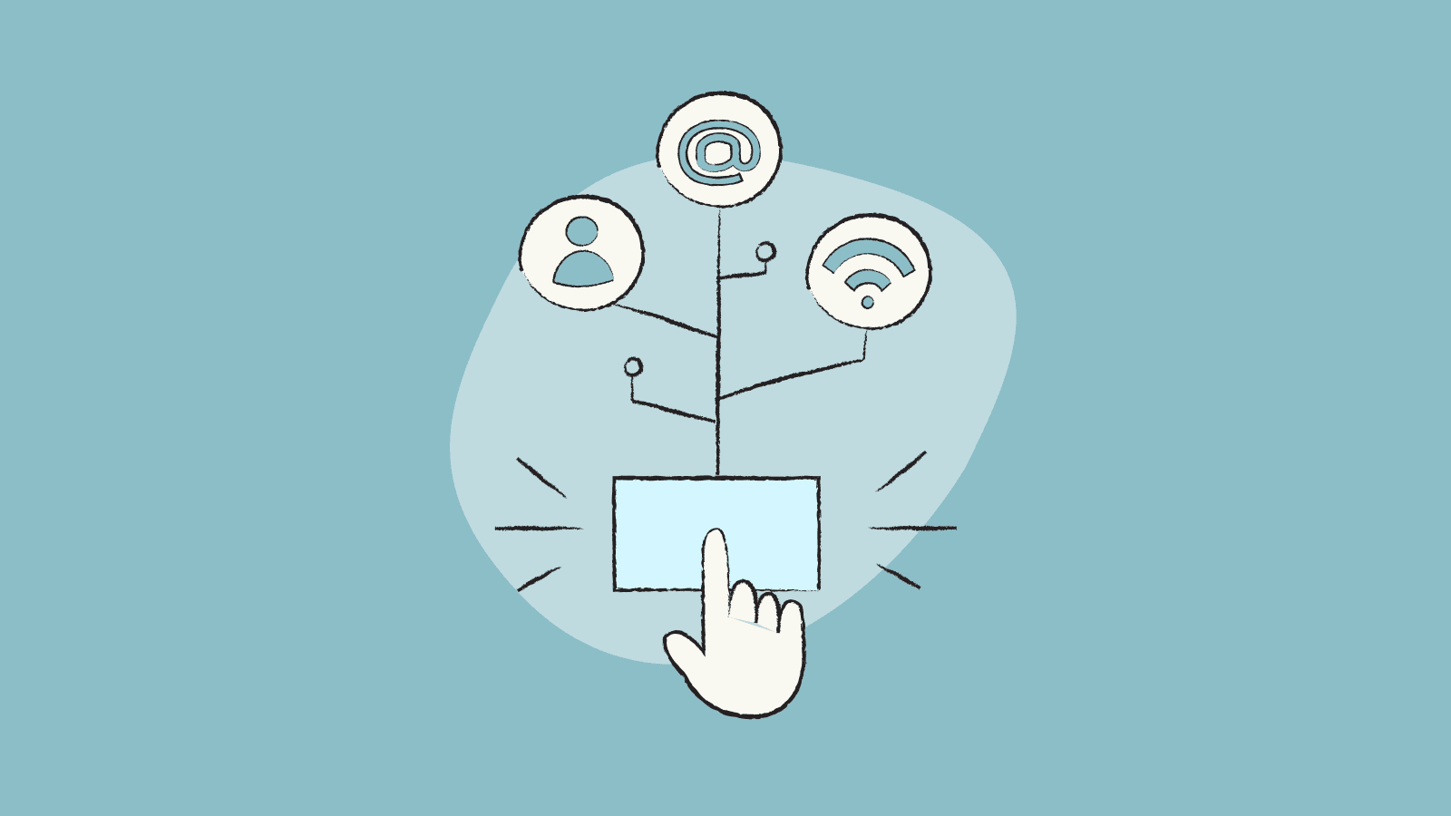 Illustration of a hand tapping out a ramification on tax digitization