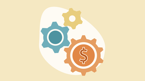 Illustration of a group of gears with the dollar symbol