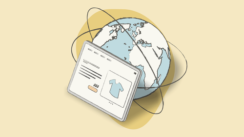 Illustration of an ecommerce and a globe