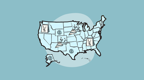 Illustration of USA map showcasing the sales tax by state