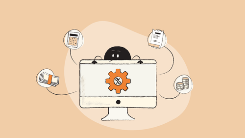Illustration of a tax engine applying sales tax, VAT and GST rules to an online sale