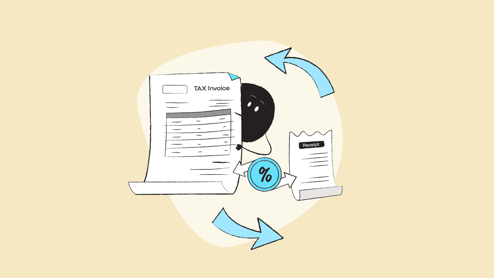 Image of Qoodle behind an invoice