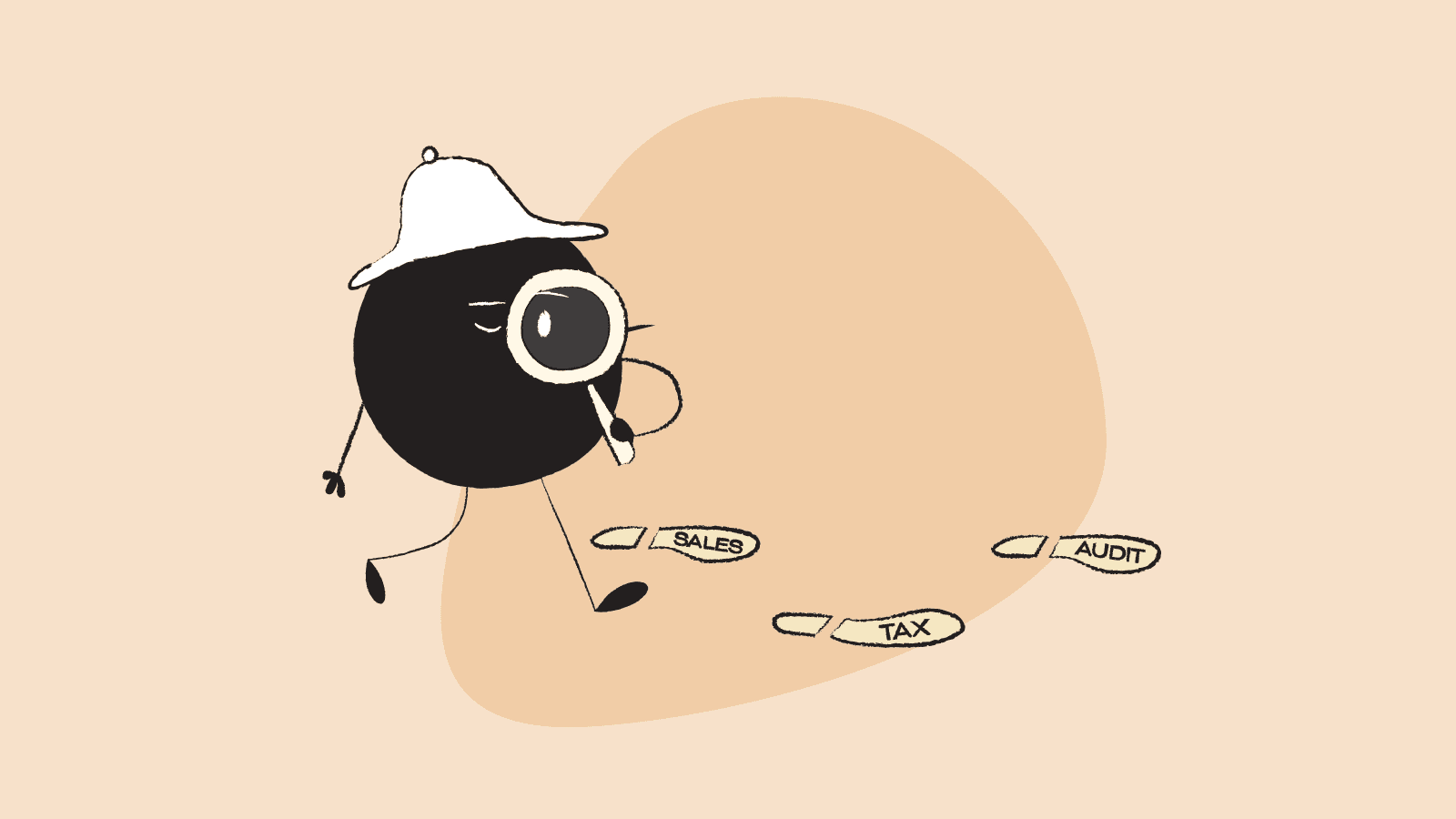 Illustration of Qoodle investigating some footprints