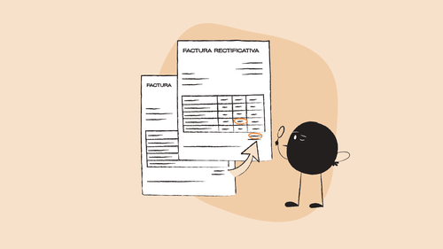 Illustration of Qoodle with two invoices