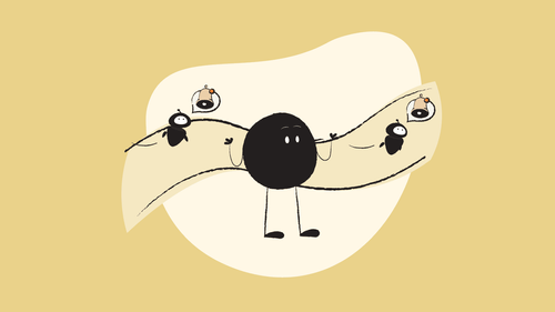 Illustration of Qoodle with small robots notifying about some alerts