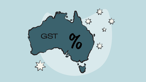 Illustration of Australia's map showcasing GST percentage