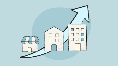 Illustration comparing an LLC and a sole proprietorship as two paths for a small business owner