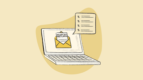 Illustration of a laptop with sales tax return notification