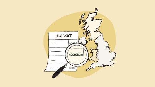 Illustration of UK map with the UK VAT document